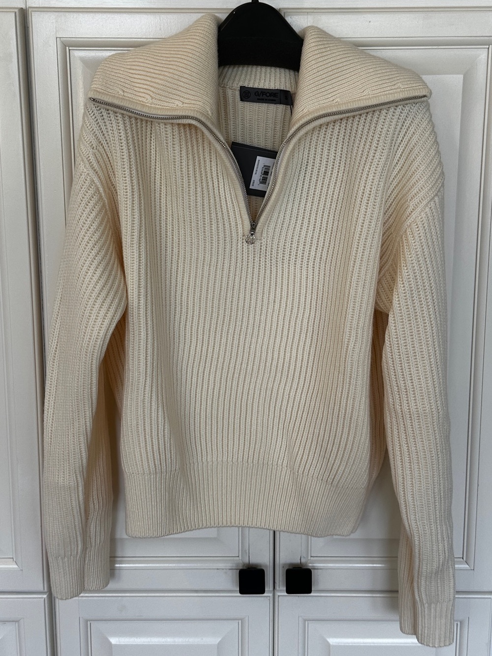 NWT G/FORE Sno Quarter-Zip Ribbed Sweater, 100% Cashmere, S